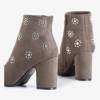 Brown women's boots on the post with Venzi decorations - Shoes