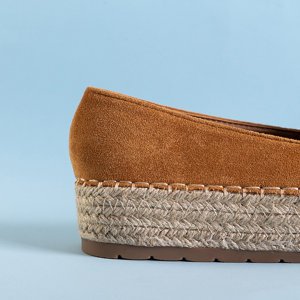 Brown women's espadrilles on the platform with Ainura decorations - Shoes