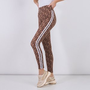 Brown women's geometric pattern leggings - Clothing