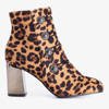 Brown women's leopard print boots on the post Leoben - Shoes
