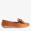 Brown women's loafers with a  bow Seville - shoes