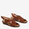 Brown women's sandals on a low wedge Jaliga - Footwear