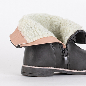 Children's gray boots made of eco leather Kissi- Footwear