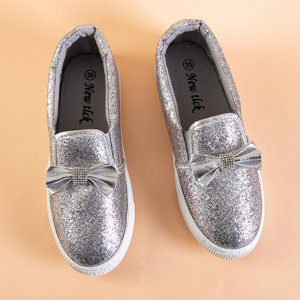 Children's silver slip on with a bow Cintia - Shoes