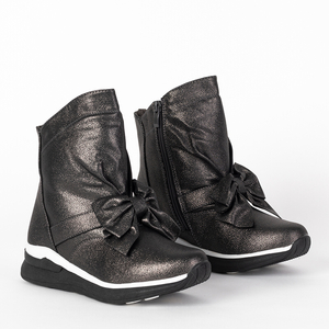 Children's snow boots with a bow in graphite Rombi color - Footwear