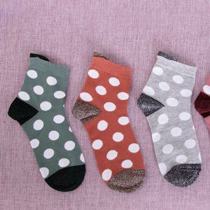 Colorful women's ankle socks with polka dots 5 / pack - Socks
