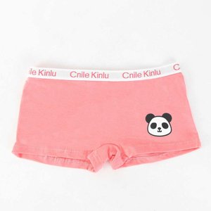 Coral women's boxer shorts with a panda - Underwear