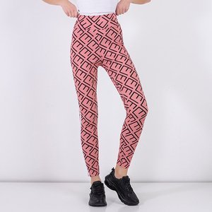 Coral women's leggings with geometric pattern - Clothing