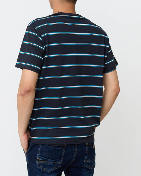 Dark Gray Men's Cotton Striped T-shirt - Clothing