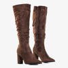 Dark brown women's boots on the post Stolac - Shoes