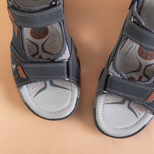 Dark grey boys' Velcro sandals Mikos - Footwear