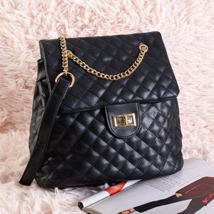 Elegant women's black quilted backpack - Accessories