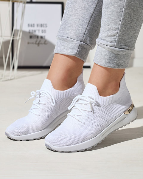 Ferroni White Fabric Women's Sports Shoes - Footwear