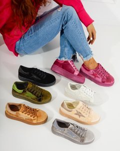 Fuchsia women's velor sneakers Estreni - Footwear