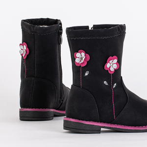 Girls 'black boots with a decorative upper Amini - Footwear