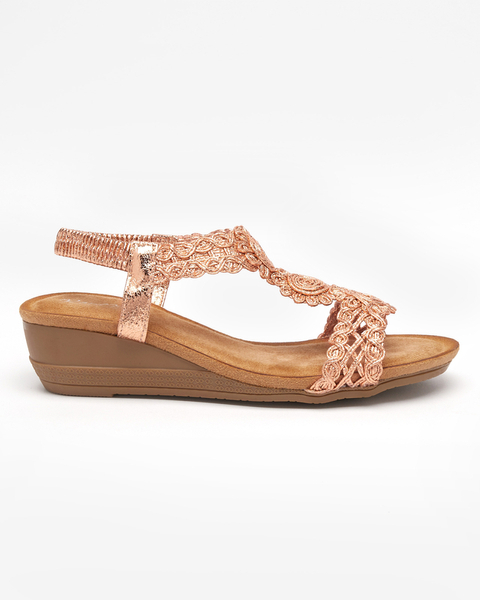 Gold- pink women's wedge sandals Asofi- Footwear