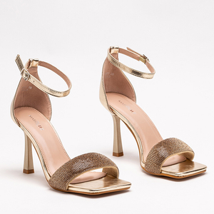 Gold women's sandals on a high heel Enedi - Footwear