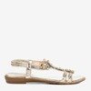 Gold women's sandals with Crisel crystals - Footwear