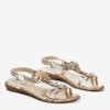 Gold women's sandals with Crisel crystals - Footwear