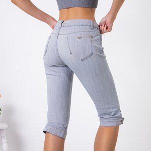 Gray 3/4 length women's denim trousers - Clothing