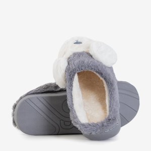 Gray and white women's plainet slippers - shoes