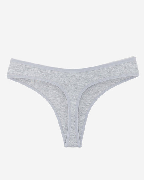 Gray cotton women's thongs with embroidery - Underwear