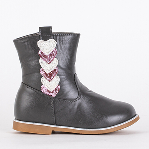 Gray girls boots with a decorative upper Noksimi - Footwear