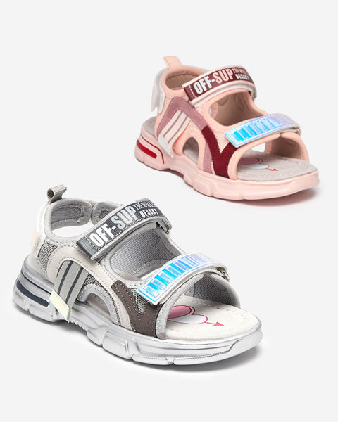 Gray girls' sandals with holographic inserts from Heilol - Footwear