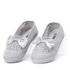 Gray girls' sneakers with a satin bow Sugar Boomb - Footwear