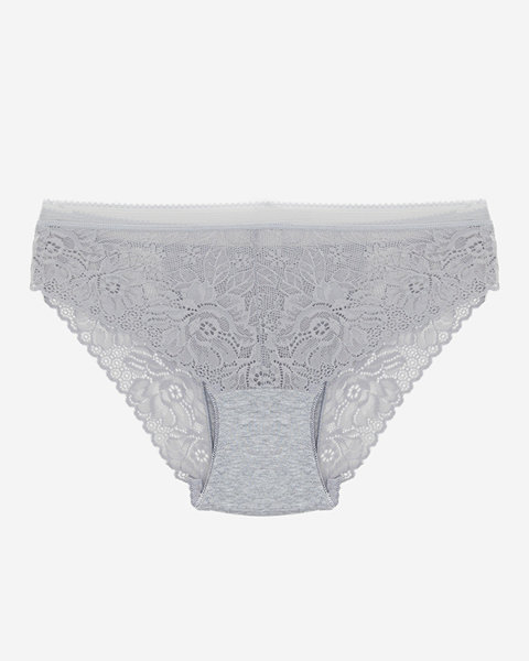 Gray women's cotton panties with lace- Underwear