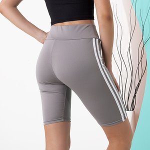 Gray women's cycling shorts with stripes - Clothing