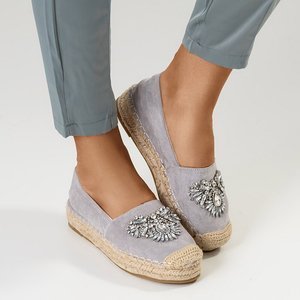 Gray women's espadrilles with Lucima ornaments - Footwear