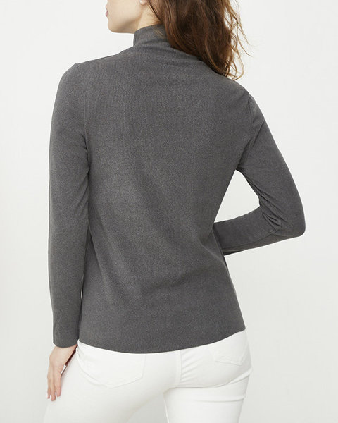 Gray women's half turtleneck sweater - Clothing