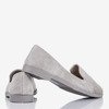 Gray women's loafers with decorative Lops embossing - Footwear 1