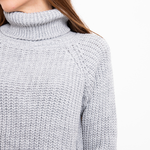 Gray women's turtleneck sweater - Clothing