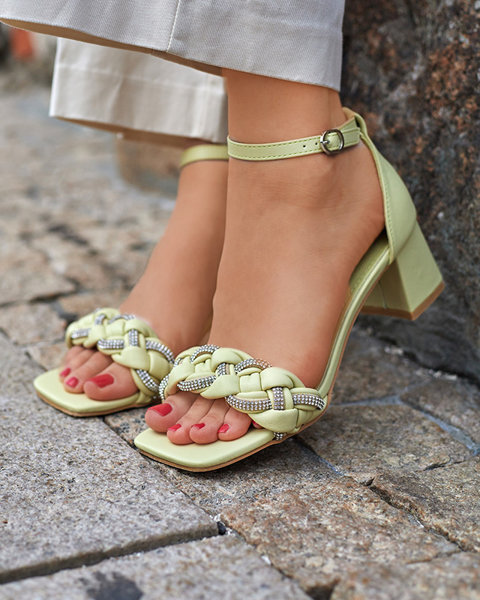 Green women's sandals on the post Marienka - Footwear