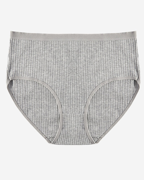 Grey ribbed panties for women- Underwear