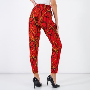 Ladies 'Red Printed Trousers - Clothing