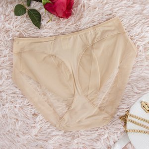Ladies' beige panties with mesh - Underwear