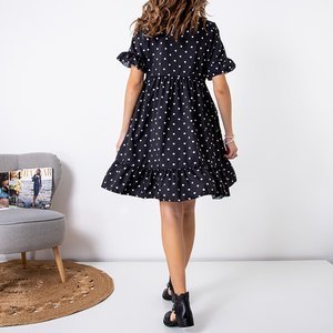 Ladies' black polka dot mini dress - Clothing