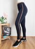 Ladies 'navy blue leggings with stripes - Clothing