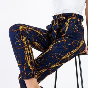 Ladies' navy blue print trousers - Clothing