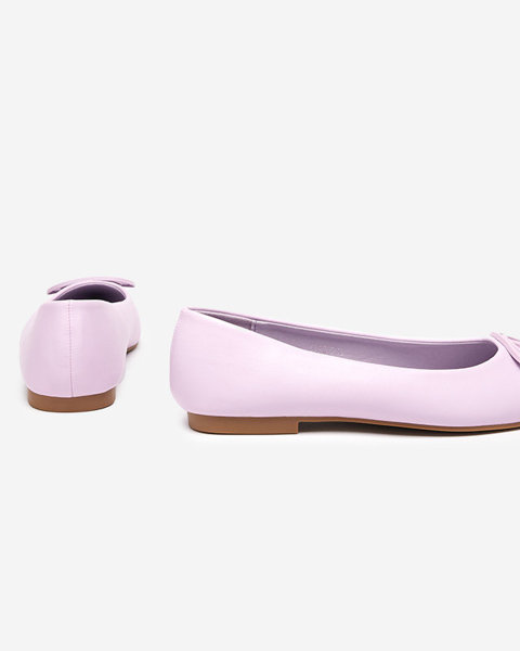 Ladies' purple pointed ballerinas with an ornament on the toe Manico - Footwear
