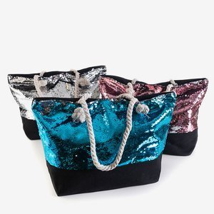 Large women's sequin bag in blue - Accessories