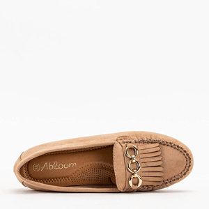 Light brown Terikala eco-suede loafers for women - Footwear