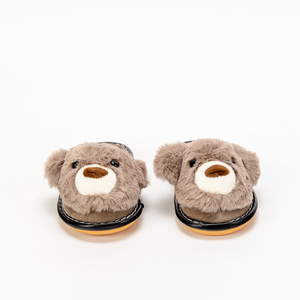 Light brown children's slippers teddy bears with fur Yogi - Footwear