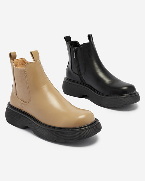 Light brown women's boots on a thicker sole Somico-Footwear