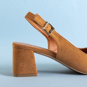 Light brown women's eco-suede post sandals Panella - Footwear