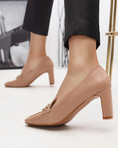 Light brown women's moccasin style pumps Kolalic- Footwear