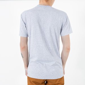 Light gray cotton men's t-shirt with the inscription - Clothing